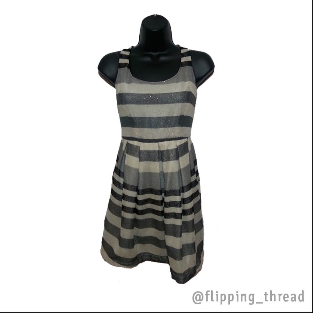 BCBGENERATION STRIPED GLITTER MESH Dress - Size 6